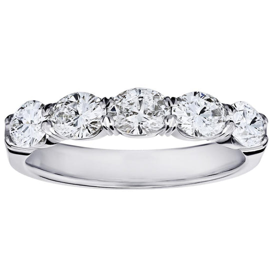 CW Signature 18K White Gold 5 Stone Oval Diamond Band R01612