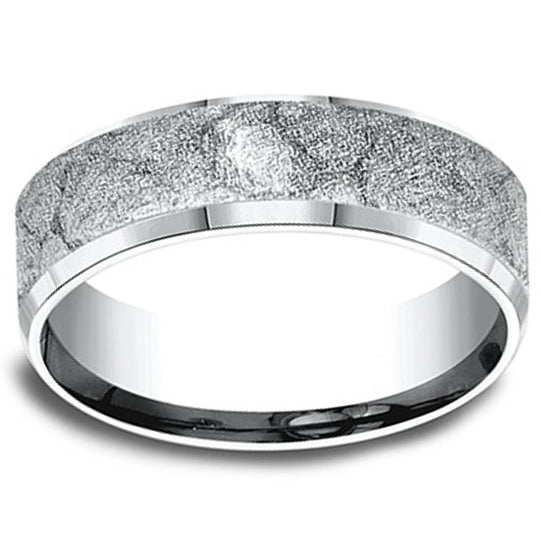 Benchmark 14K White Gold Beveled Plaster Band CF84762714KW10