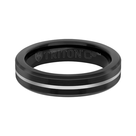 Frederick Goldman Tungsten White Stripe Band 11-6262BCEB5-G.01