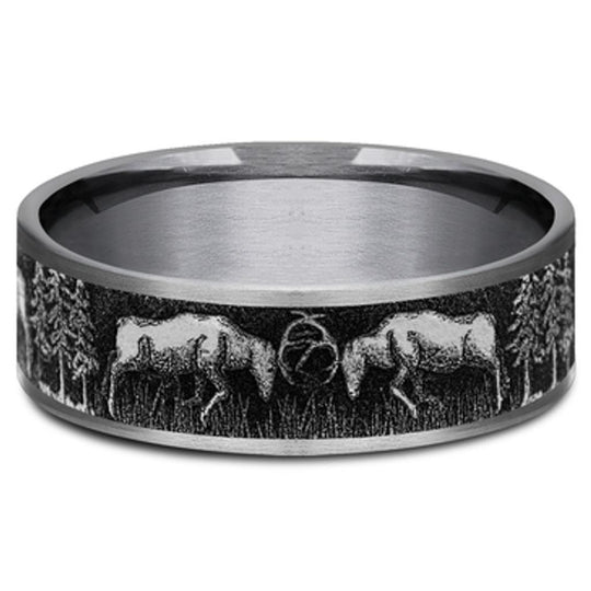 Benchmark Gray & Black Tantalum Deer Fight Band CFT6775182GBKTGTA10