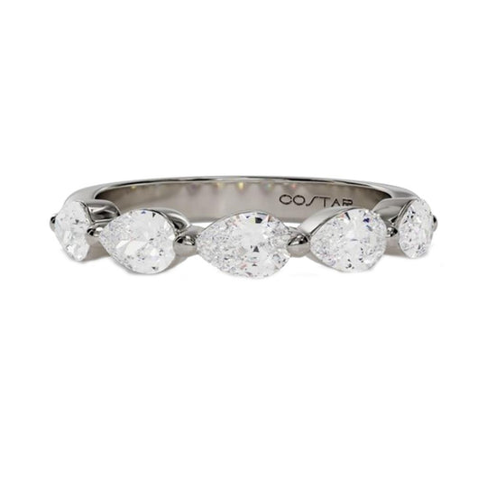 Costar 14K White Gold Pear Shaped Diamond Band R15153WB075