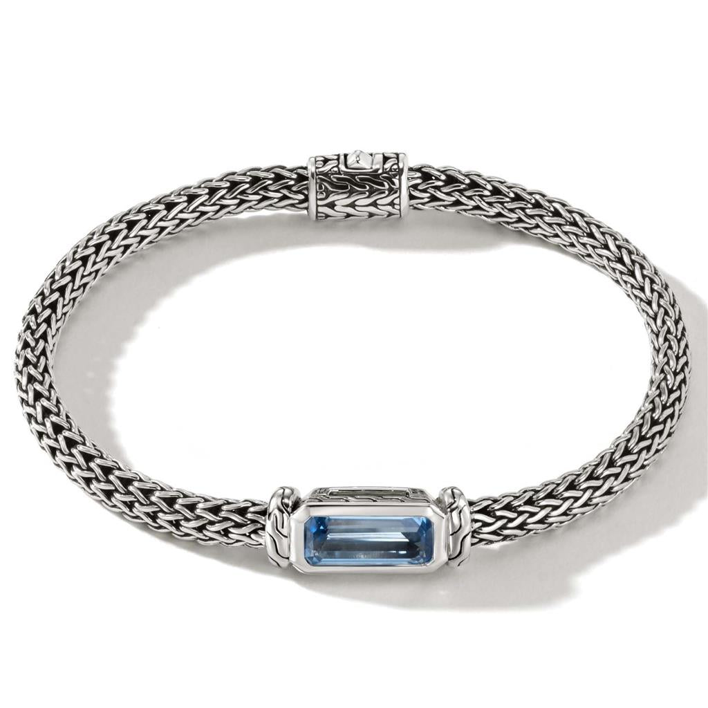 John Hardy Sterling Silver London Blue Topaz Chain Bracelet 