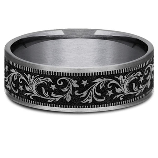 Benchmark Tantalum & Gray/Black Titanium Barrell Script Stars Band CFT6775133GBKTGTA10
