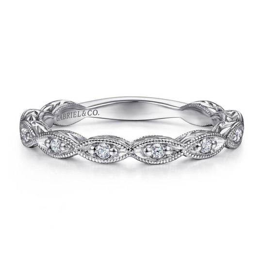 Gabriel & Co 14K White Gold Victorian Milgrain Diamond Band WB4122W44JJ