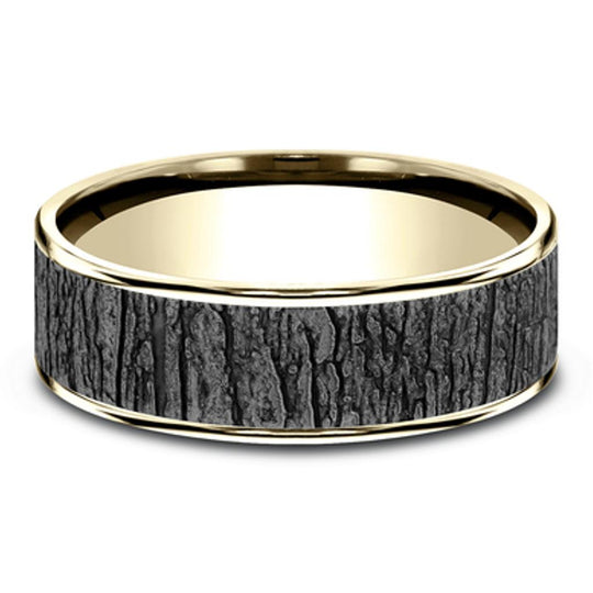 Benchmark 14K Yellow Gold & Tantalum Tree Bark Band CFT6075168GTA14KY10