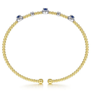 Gabriel & Co 14K Yellow & White Gold Bujukan Sapphire Diamond Bangle BG4438-65M45SA