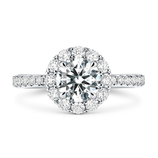 Hearts on Fire Platinum Vela Halo Diamond Band Engagement Ring UU2641PTHV10708000