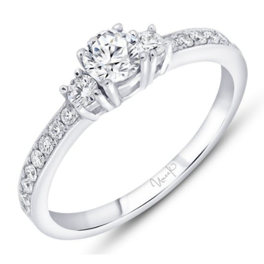 Uneek 14K White Gold 3 Stone Diamond Engagement Ring SW177
