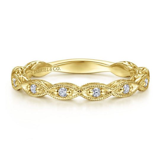 Gabriel & Co 14K Yellow Gold Victorian Milgrain Diamond Band WB4122Y44JJ
