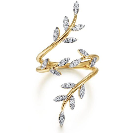 Gabriel & Co 14K Yellow Gold Contemporary Statement Diamond Branch Ring LR51509Y45JJ