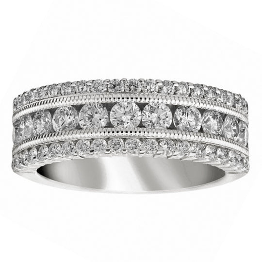 CW Signature 18K White Gold Triple Row Diamond Ring R01214