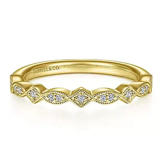 Gabriel & Co 14K Yellow Gold Victorian Milgrain Geometric Diamond Band WB15231R4Y44JJ