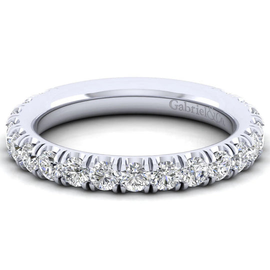 Gabriel & Co 14K White Gold Devotion Classic Straight French Pave Diamond Band AN14231W44JJ