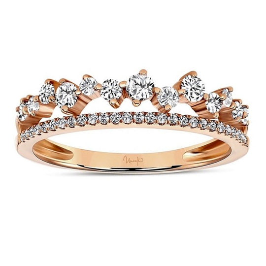 Uneek 14K Rose Gold Double Row Diamond Band LVBAD269R