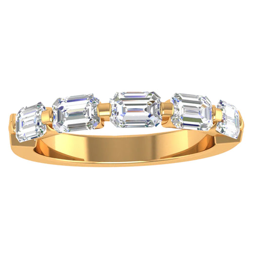 CW Signature 18K Yellow Gold Signature Emerald Shape Five Stone Diamond Band R02114