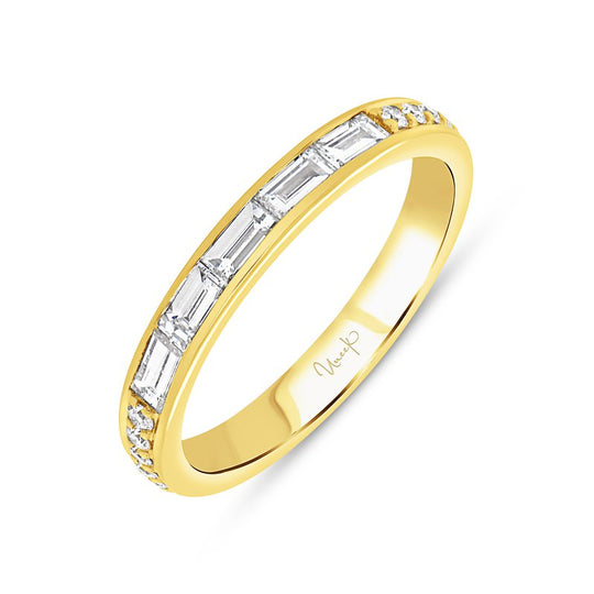 Uneek 18K Yellow Gold Baguette and Round Diamond Band RB112
