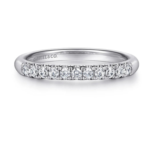 Gabriel & Co 14K White Gold 11 Stone French Pave Diamond Band AN6071W44JJ