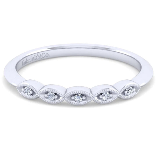 Gabriel & Co 14K White Gold Milgrain Diamond Band WB11747R8W44JJ
