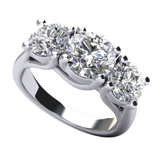 14K White Gold Classic 3 Stone Diamond Ring 3RR-567