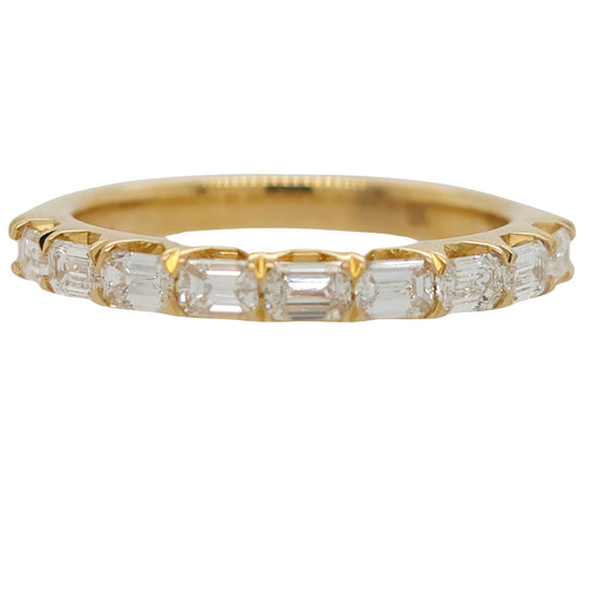 CW Signature 18K Yellow Gold 9 Stone Emerald Cut Diamond Band R01529Y