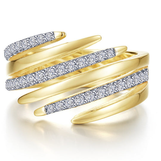Lafonn Sterling Silver Gold Plated Hug Simulated Diamond Ring R0552CLT07