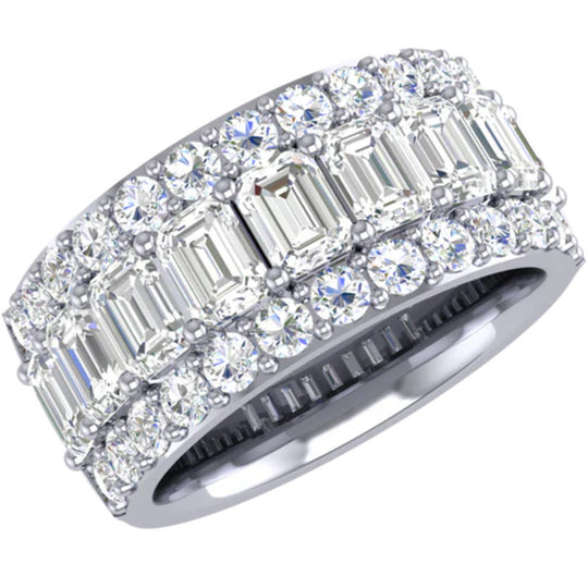 CW Signature Platinum Emerald and Round Triple Row Diamond Ring R01887
