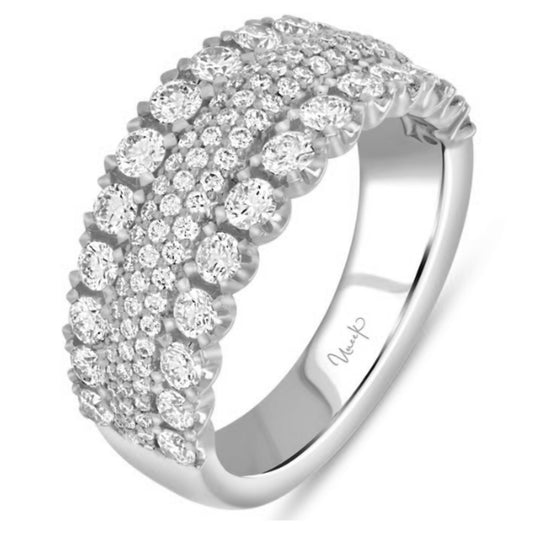 Uneek 18K White Gold Bouquet Collection Multi Row Diamond Ring RB4020