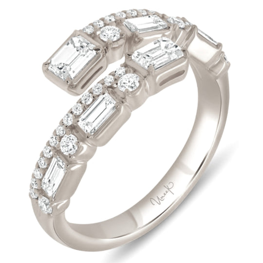Uneek 18K White Gold Alexandria Collection Diamond Bypass Ring R1015