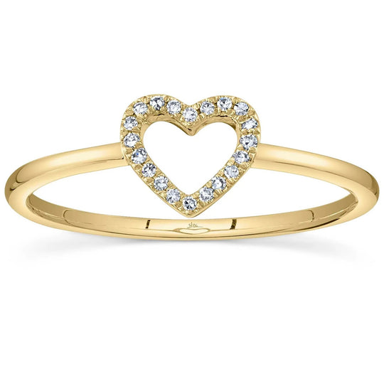 Shy Creation 14K Yellow Gold Open diamond Heart Ring SC22005659