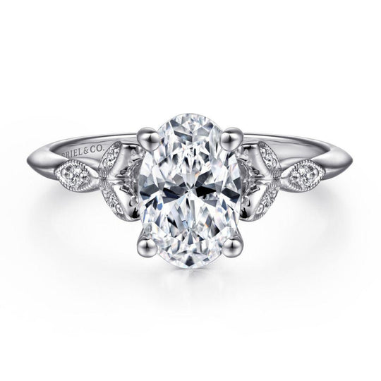 Gabriel & Co 14K White Gold Victorian Floral Diamond Engagement Ring ER11747O3W44JJOV
