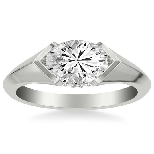 Frederick Goldman 14K White Gold Oval Hidden Halo East/West Engagement Ring 31-12167GVW-E.00