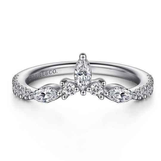 Gabriel & Co 14K White Gold Devotion Curved "V" Diamond Band AN15563W44JJ