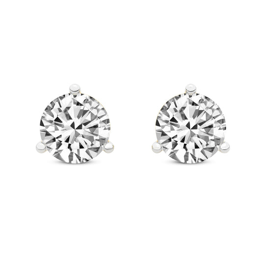 14K White Gold 3 Prong 1/2ctw Diamond Studs 1/2 Stud3