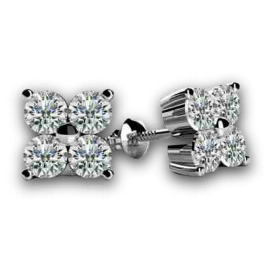 14K White Gold 4 Stone Diamond Studs E4-150-W