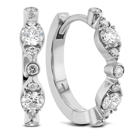 Hearts On Fire 18K White Gold Bezel Regal Huggie Earrings HFEBREGH00358W