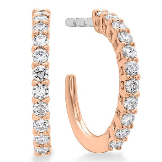 Hearts on Fire 18K Rose Gold XS Diamond Hoop Earrings HOOPSIGR00168R