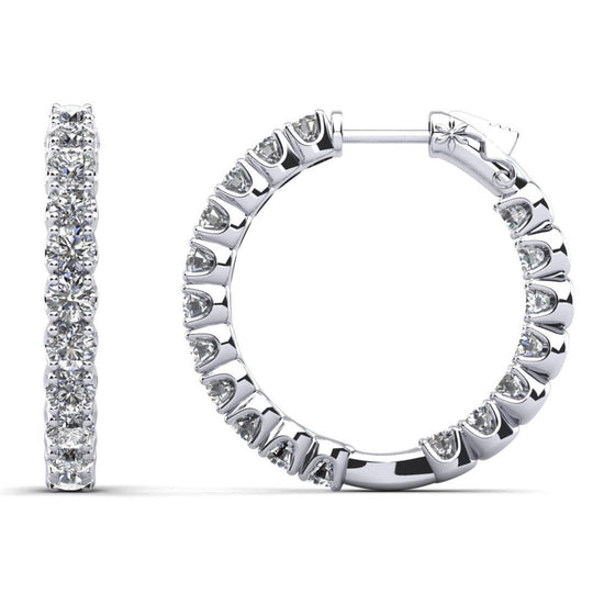 14K White Gold Inside Out Diamond Hoop Earrings EH200-1282