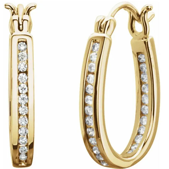 14K Yellow Gold Inside Out Diamond Hoop Earrings 62190:2635440:P
