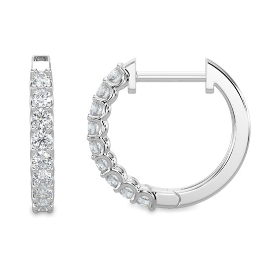 14K White Gold Small Diamond Hoop Earrings M13E2246V9B14