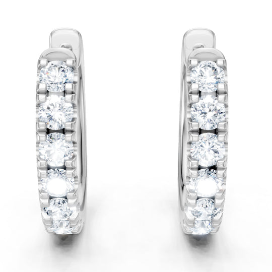 14K White Gold Diamond Huggie Earrings 23817D-14W-3/4