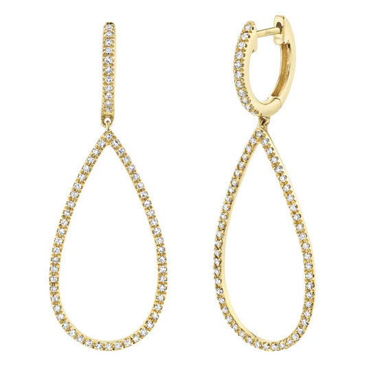 Shy Creation 14K Yellow Gold Diamond Teardrop Dangle Earrings SC22003458V2