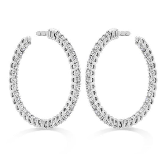 Hearts on Fire 18K White Gold Inside Out Diamond Hoops HOOPSIGIO00878W