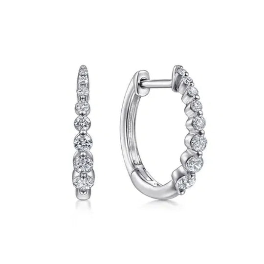 Gabriel & Co 14K White Gold Graduated Diamond Huggie Earrings EG13835W45JJ