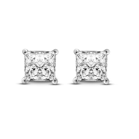 14K White Gold 4 Prong Princess Cut 2ct Diamond Studs EP200-2848