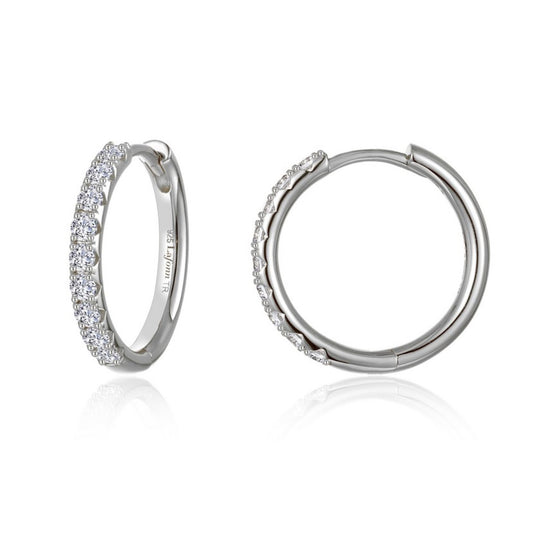 Lafonn Sterling Silver Platinum Plated Alina 18mm Simulated Diamond Hoops E0684CLP00