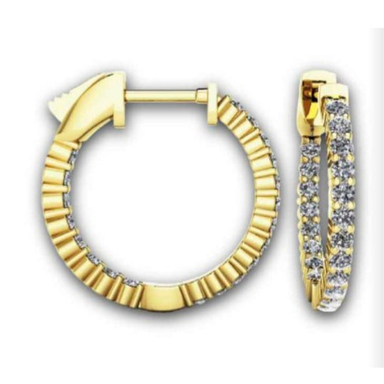 14K Yellow Gold Inside Out Diamond Hoop Earrings EH100-YG