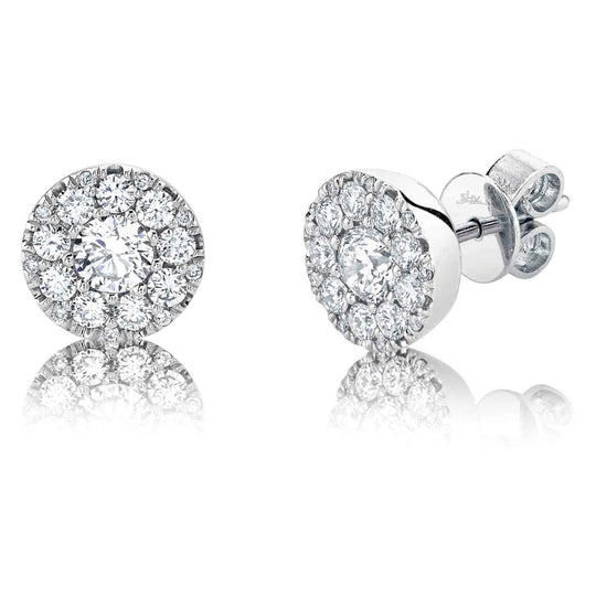 Shy Creation 14K White Gold Diamond Cluster Studs SC22008052