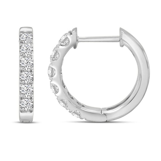 14K White Gold Diamond Hoop Earrings EG100RH12-4W-EEQ