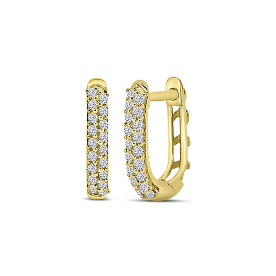 14K Yellow Gold Double Row Diamond Huggie Earrings M13E4131V0815