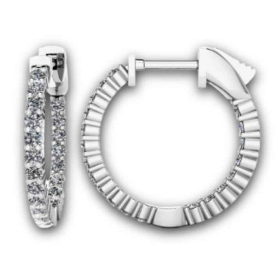 14K White Gold Inside Out Diamond Hoop Earrings EH100-WG